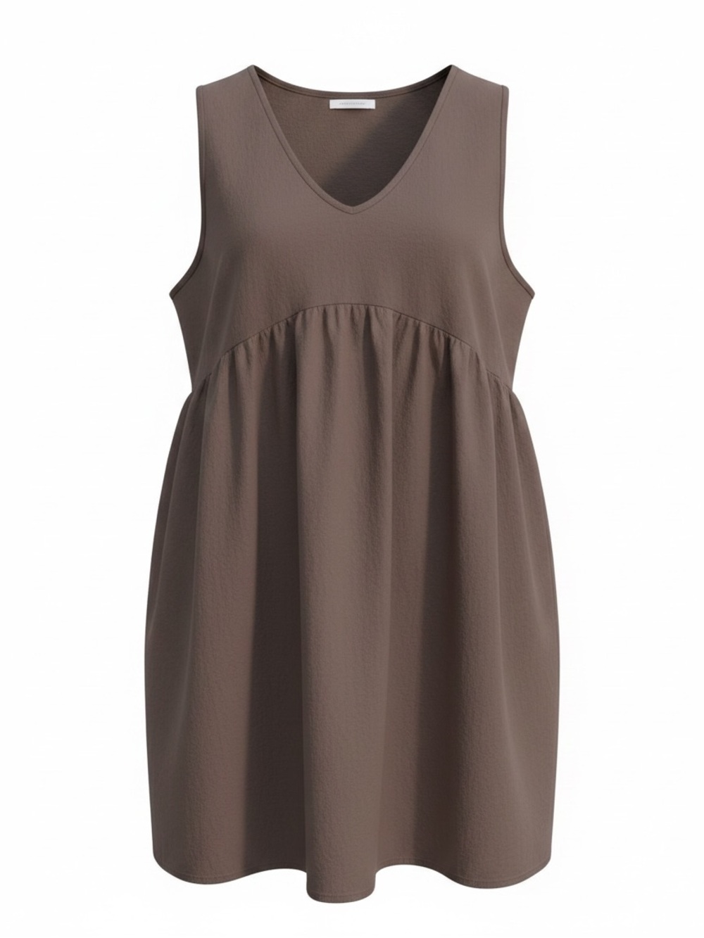 V-Neck Sleeveless Babydoll Dress in Taupe